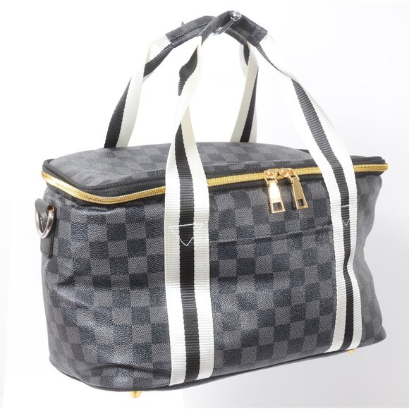 Handbags - black and gray checkered insulted lunch box / box